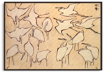 Inspiration Aigrettes Hokusai - peinture à l'huile